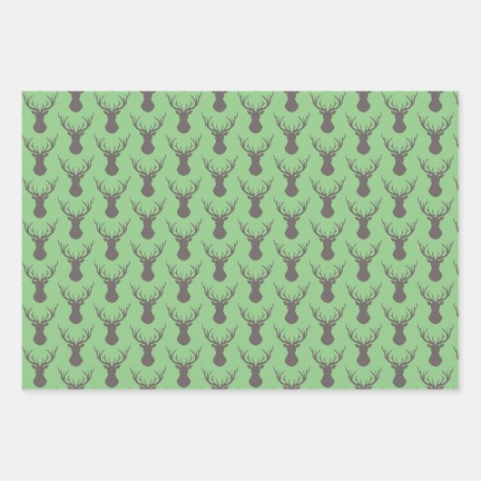 Moderne Hirschkopf-Silhouetten Geschenkpapier Set (Vorderseite 2)