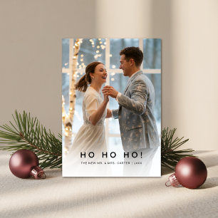 Moderne Ho Ho Ho-Neuvermählt-Winterhochzeit Feiertagskarte