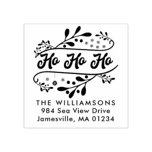 Moderne Ho Ho Ho und Holly-Rücksendeadresse Gummistempel