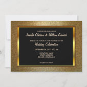 Moderne hoch entwickelte LuxusgoldGlitter Hochzeit Einladung (Vorderseite)