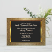 Moderne hoch entwickelte LuxusgoldGlitter Hochzeit Einladung (Stehend Vorderseite)