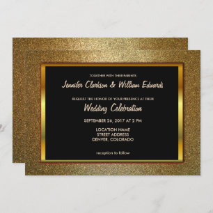 Moderne hoch entwickelte LuxusgoldGlitter Hochzeit Einladung