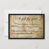 Moderne, hoch entwickelte Salon Geschenkgutscheine (Rückseite)