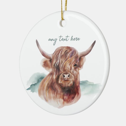 Moderne Hochland Kuh Custom Text Keramik Ornament (Links)