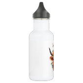 Moderne Hochland-Kuh mit Boho-Blume Edelstahlflasche (Links)
