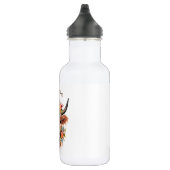 Moderne Hochland-Kuh mit Boho-Blume Edelstahlflasche (Rechts)