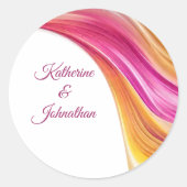 Moderne, hochrosa, gelb- runder aufkleber (Vorderseite)