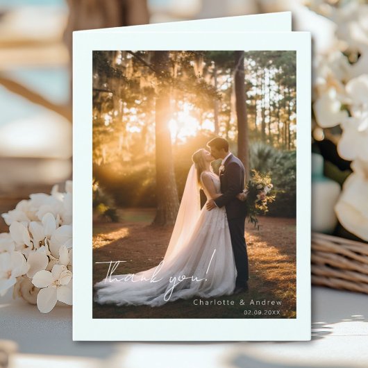 Moderne Hochzeit 2 Foto Danke Karte