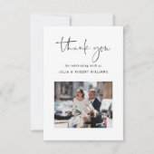 Moderne Hochzeit 2 Foto Dankeschön Karte (Vorderseite)