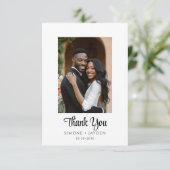 Moderne Hochzeit 2 Foto Dankeskarte (Stehend Vorderseite)