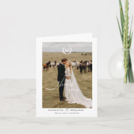 Moderne Hochzeit 2 Foto Weiß Dankeskarte