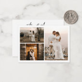 Moderne Hochzeit 3 Fotos Collage danke Mitteilungskarte (Vorderseite/Rückseite Beispiel)