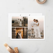 Moderne Hochzeit 3 Fotos Collage danke Mitteilungskarte (Vorderseite/Rückseite Beispiel)