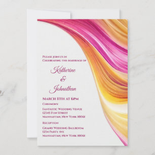Moderne Hochzeit - Abstrakt-rosa Gelb- Einladung