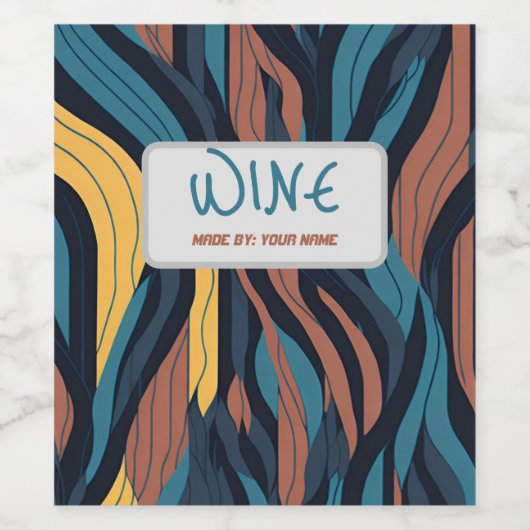 Moderne Hochzeit Abstraktes Wavy Fire Einfache Far Weinetikett (Einzelnes Label)