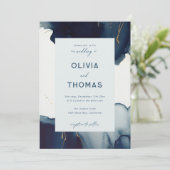 Moderne Hochzeit am Aquamarinen Goldstrand von Nav Einladung (Stehend Vorderseite)