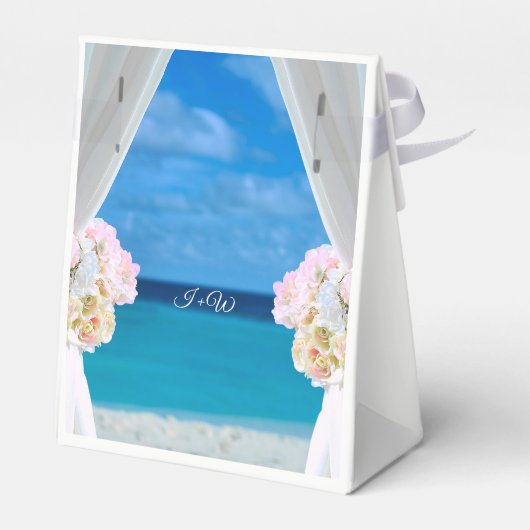 Moderne Hochzeit am Blue Ocean Beach Geschenkschachtel (Rückseite)