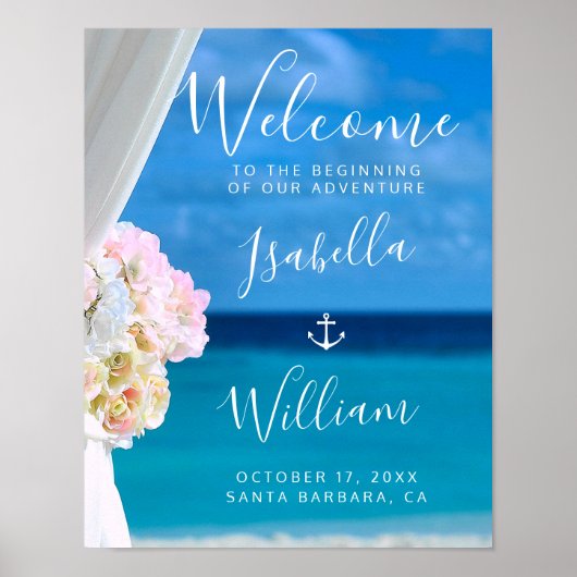 Moderne Hochzeit am Blue Ocean Beach Poster (Vorne)