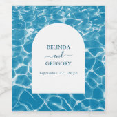 Moderne Hochzeit am Blue Ocean Beach Weinetikett (Einzelnes Label)