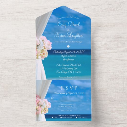 Moderne Hochzeit am Blumenmeer All In One Einladung (Innen Boden)