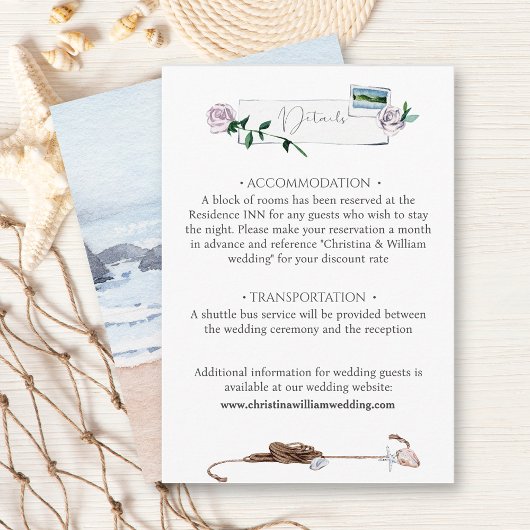 Moderne Hochzeit am Küstenstrand Begleitkarte