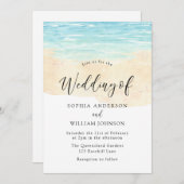 Moderne Hochzeit am Sandstrand Einladung (Vorne/Hinten)