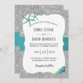 Moderne Hochzeit am Silver Turquoise Starfish Beac Einladung (Vorne/Hinten)