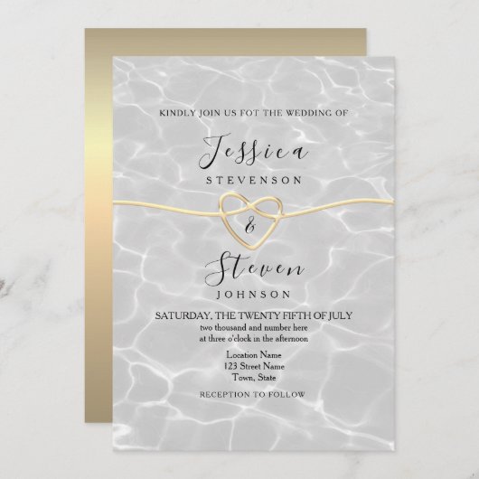 Moderne Hochzeit am Strand Einladung (Vorne/Hinten)