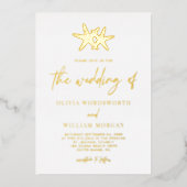 Moderne Hochzeit am Strand Folieneinladung (Vorderseite)