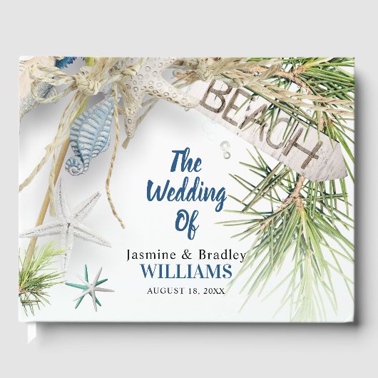 Moderne Hochzeit am Strand Gästebuch (Vorderseite)