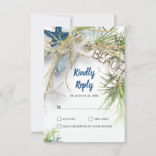 Moderne Hochzeit am Strand RSVP Karte