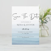 Moderne Hochzeit am Strand Save The Date (Stehend Vorderseite)