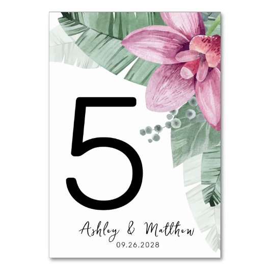 Moderne Hochzeit am Strand Tischnummer (Vorderseite)