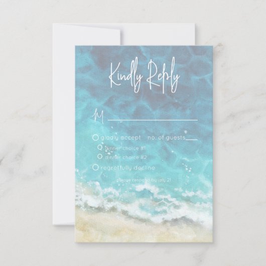 Moderne Hochzeit am Strand von Aquarell RSVP Karte (Vorderseite)