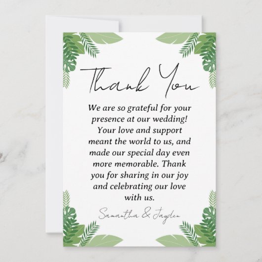 Moderne Hochzeit am tropischen Strand dank Karten (Vorderseite)