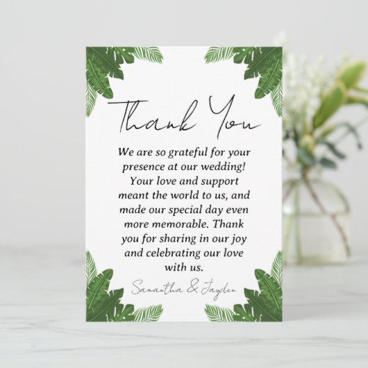 Moderne Hochzeit am tropischen Strand dank Karten (Stehend Vorderseite)