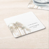 Moderne Hochzeit am tropischen Strand Rechteckiger Pappuntersetzer (angewinkelt)