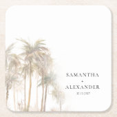 Moderne Hochzeit am tropischen Strand Rechteckiger Pappuntersetzer (Vorderseite)