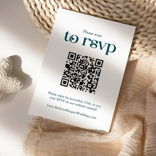 Moderne Hochzeit Aquamariner QR-Code RSVP Karte