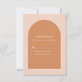 Moderne Hochzeit Arch Blush Pink und Terracotta RSVP Karte