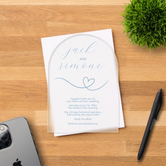 Moderne Hochzeit | Arch Invites | Babyblau Acryleinladungen (Insitu (Einladungskarte))