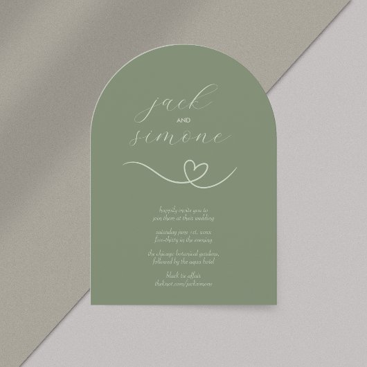 Moderne Hochzeit | Arch Invites | Dunkle Sage Einladung