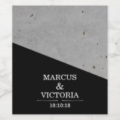 Moderne Hochzeit aus Beton in Schwarz und Weiß Weinetikett (Einzelnes Label)