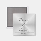 Moderne Hochzeit aus gebürstetem Metall Magnet (Vorderseite/Rückseite)