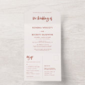 Moderne Hochzeit aus verbrannten Ziegeln All In One Einladung (Innen Boden)