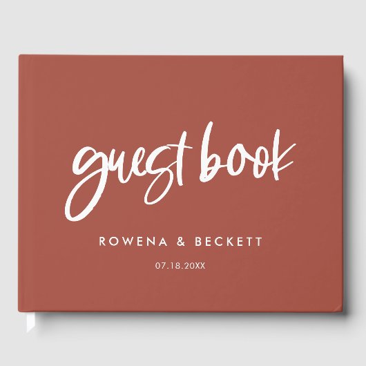 Moderne Hochzeit aus verbrannten Ziegeln Gästebuch (Vorderseite)