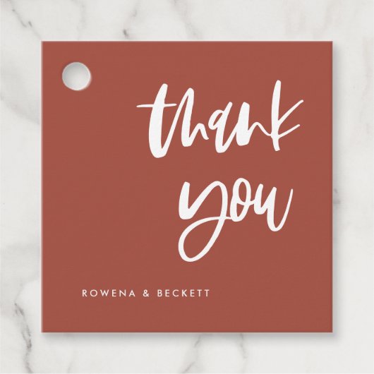 Moderne Hochzeit aus verbrannten Ziegeln Geschenkanhänger (Vorderseite)