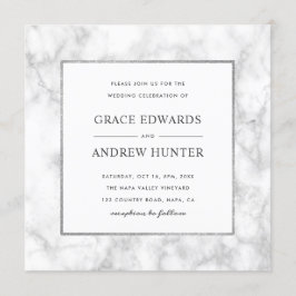 Moderne Hochzeit aus weißem Marmor Einladung