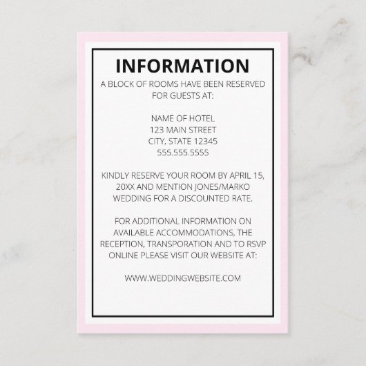 Moderne Hochzeit Begleitkarte (Vorderseite)