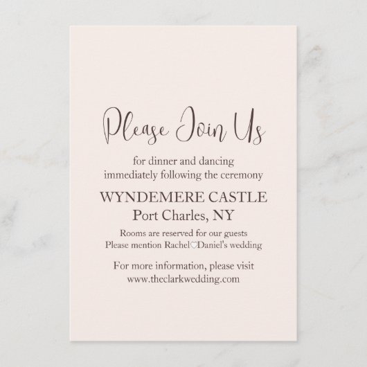 Moderne Hochzeit Begleitkarte (Vorderseite)